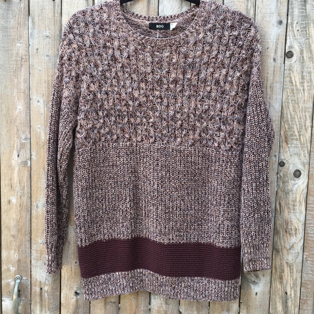 BDG Burgundy Knit Long Sleeve Pullover Sweater